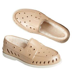 Sperry Top Sider Float Boat Shoes Sz 7 Rubber Cozy Cut-Outs Slip On Gold Shimmer